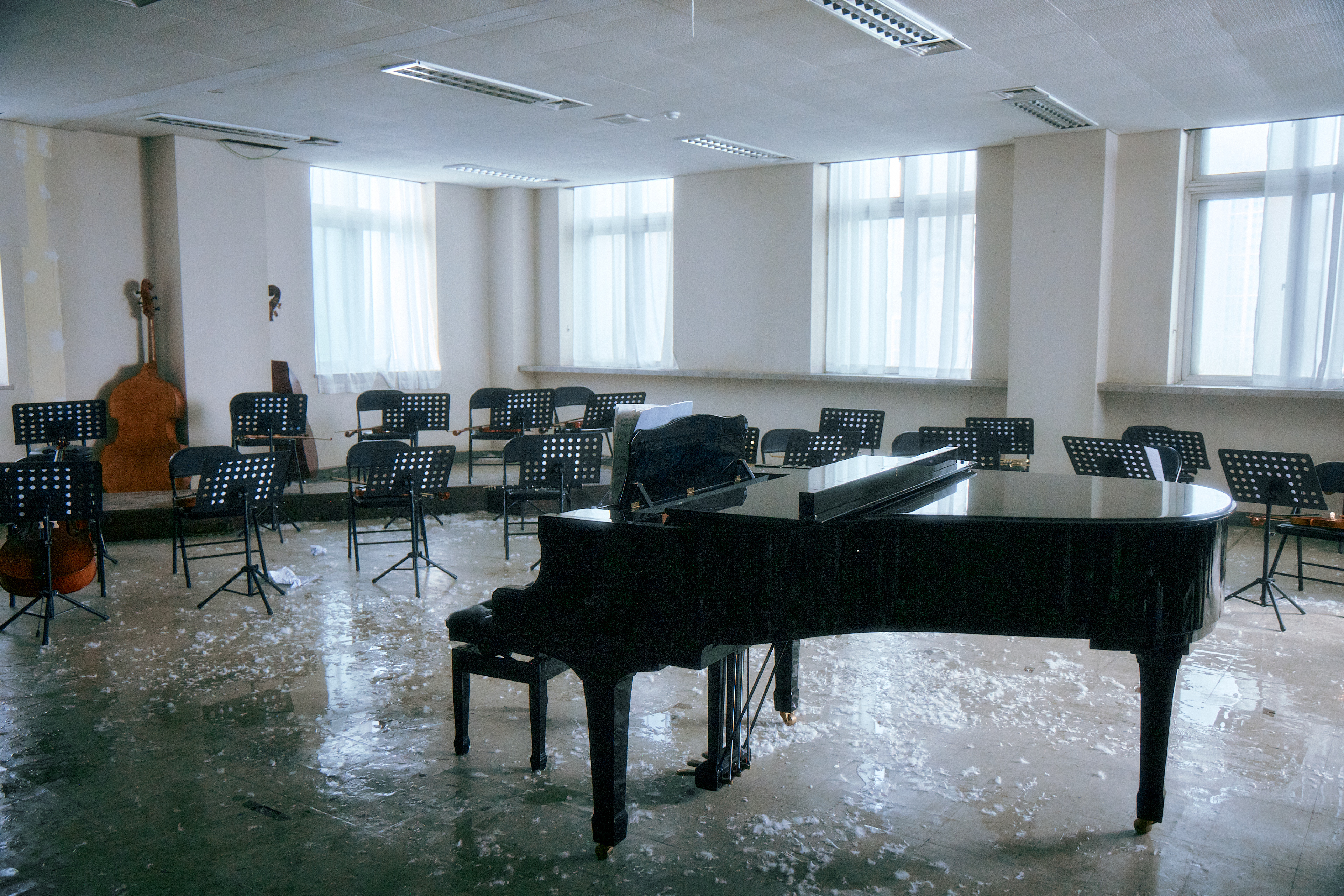 Inside an abandoned rehearsal room